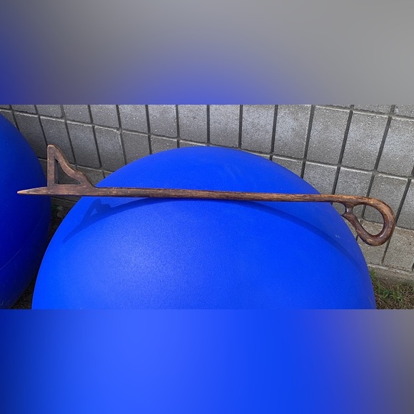 Early 20th Century Antique Wooden Loop Handle Tool Ended Walking Stick Cane - Picture 12 of 16